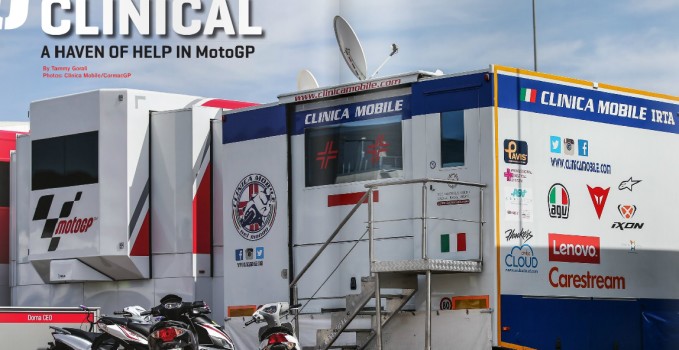 Clinica Mobile truck inside the MOtoGP paddock